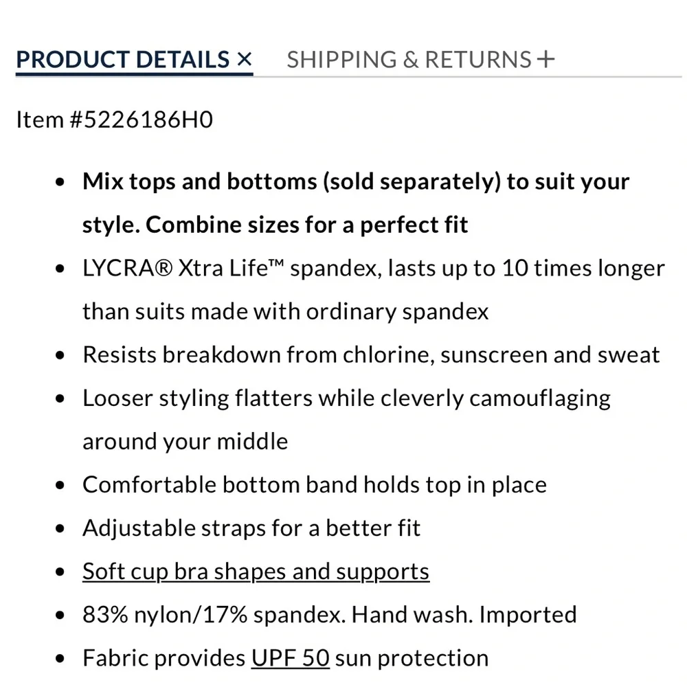 Lands' End Blue Paisley Tankini Swimsuit Top - Picture 12 of 13